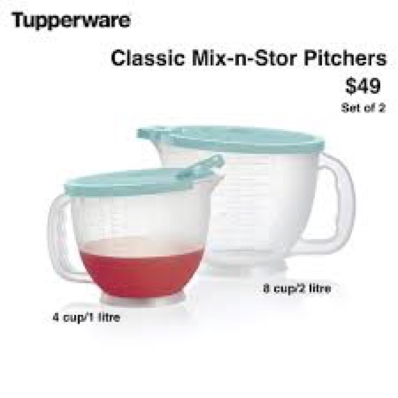NIP Tupperware Classic Mix-N-Stor Pitcher Set in Aquamarine  (2 Bowls + … - Picture 2 of 3